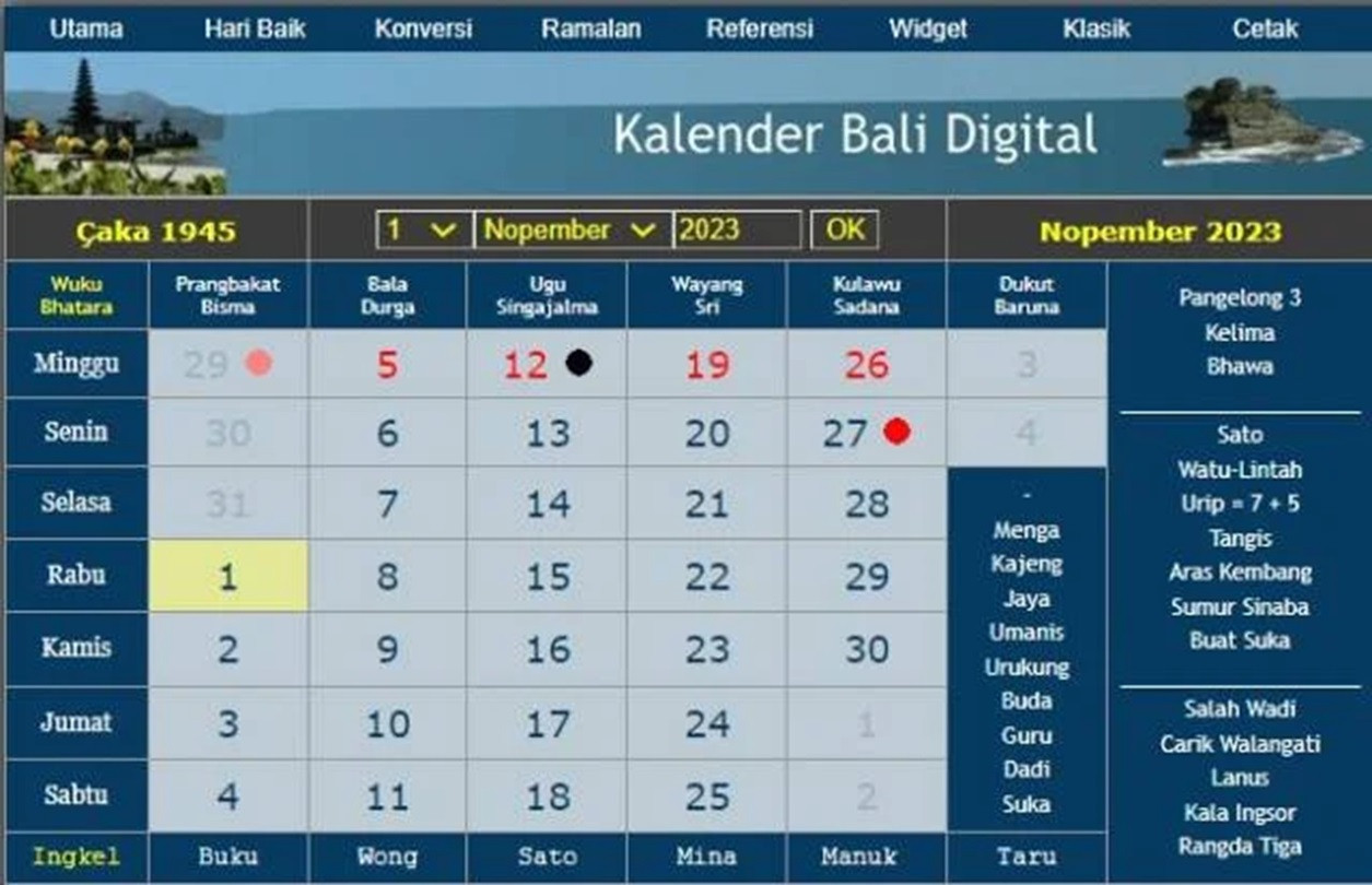 Hari Baik untuk Menanam dan Tidak Disarankan Membangun Rumah pada Kalender Bali, Selasa 7 November 2023.