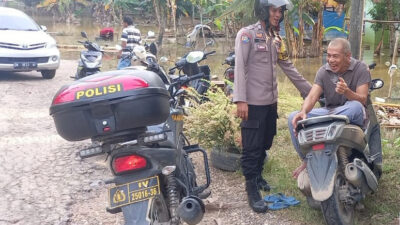 Polsek Cerenti Sosialisasikan Perilaku Damai Pada Pemilu Sambil Mengingatkan Warga Tentang Ancaman Bencana Alam