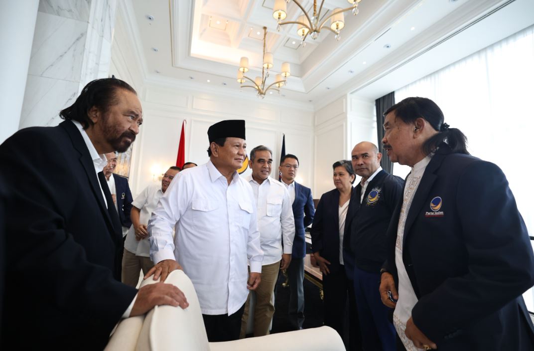 Prabowo Subianto Temui Surya Paloh di NasDem Tower: Saya Datang untuk Menghormati
