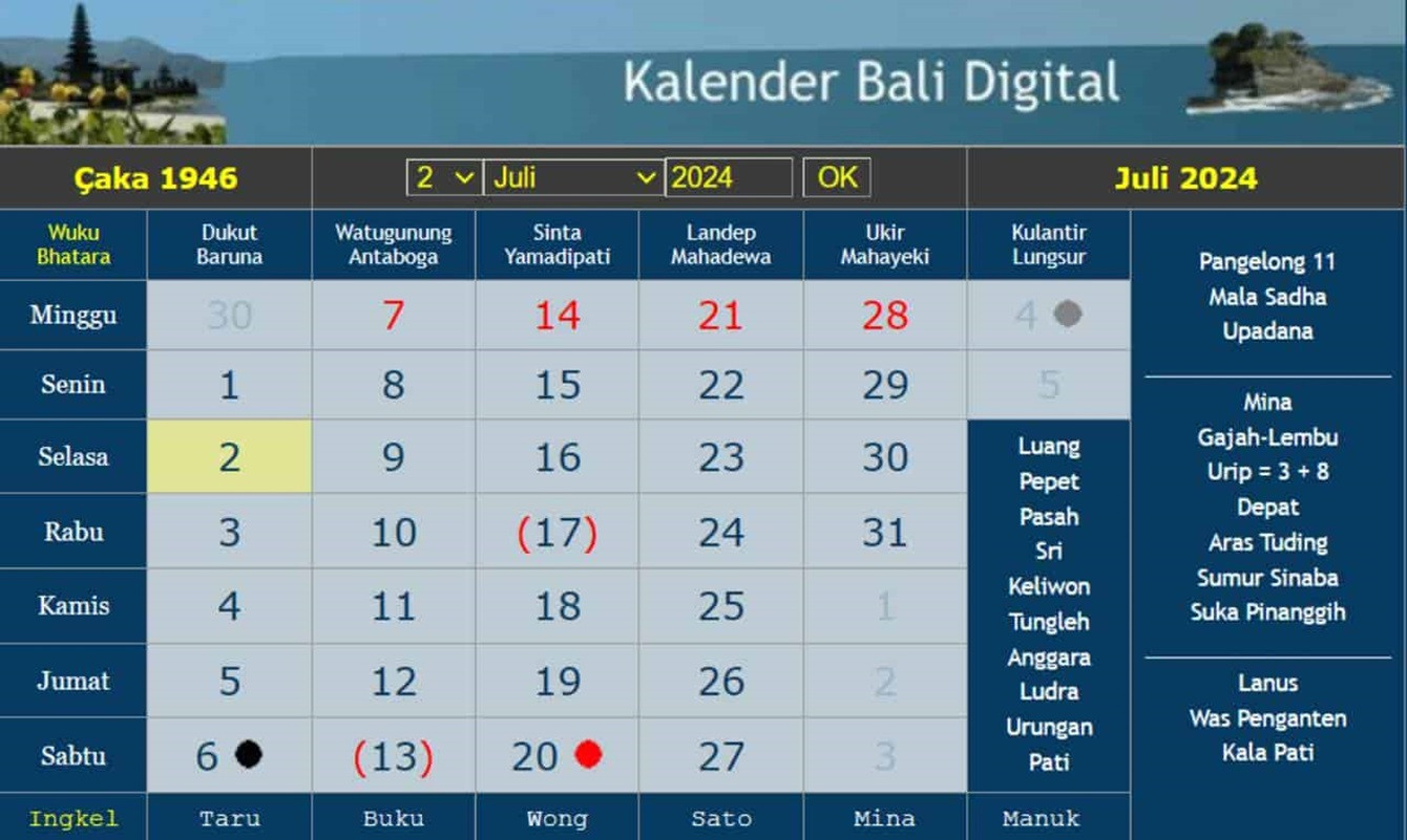 Kalender Bali Senin 15 Juli 2024: Hindari Bersanggama, Anak yang Lahir Dipercaya Akan Menghadapi Kesialan