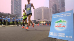 Mineral Water Station Provided by Le Minerale to Hydrate Runners at Jakarta Running Festival 2024